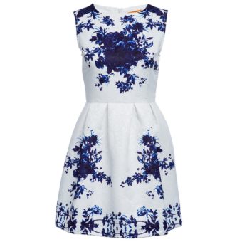 Retro Style Round Collar Blau