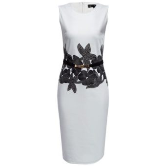 Round Neck Elegant Dress with Belt