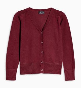 V-Neck Cardigan (3-15yrs) BURGUNDY