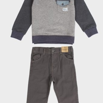 2-Piece French Life & Legend Boys Chino Set Grau