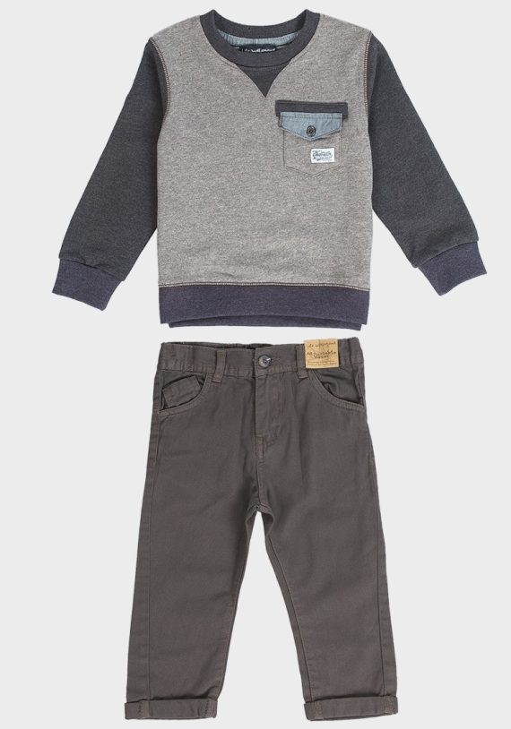 2-Piece French Life & Legend Boys Chino Set Grau