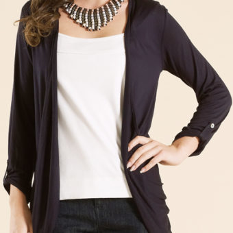 NAVY Carlotta Jerse Cardigan
