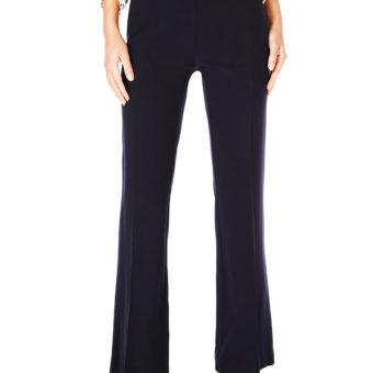 Navy Flat Front Side Zip Flare Bootleg Hose