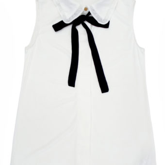 IVORY Sleeveless Tie Neck Blouse Armlos