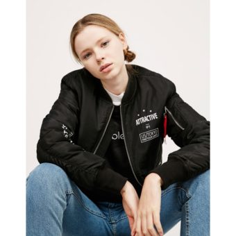 DAMEN  BOMBER JACKET, schwarz