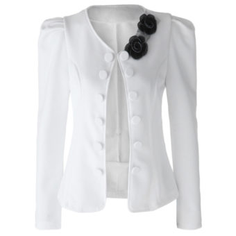 Bowknot Applique Single-Breasted Short Blazer