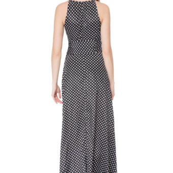 Stylish Halter Neck Sleeveless Polka Dot Asymmetric Dress