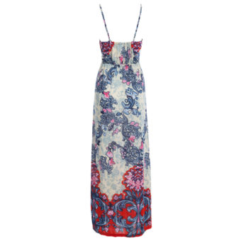 Fashionable Plunging Neck Spaghetti Strap Print Padded Bohemian Dress