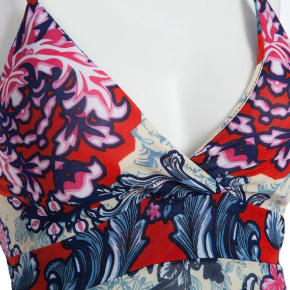 Fashionable Plunging Neck Spaghetti Strap Print Padded Bohemian Dress