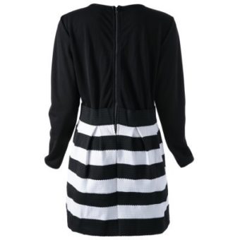 Fashionable Scoop Neck Striped Long Sleeve Dress