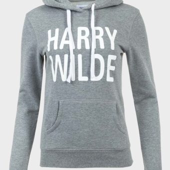 Damen Pullover Hoodie Kapuzenpullover Sweatshirt Harry wildeShirt Hell Grau