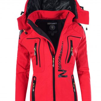 Geographical Norway Damen Softshell Outdoor Funktions Jacke mit Kapuze